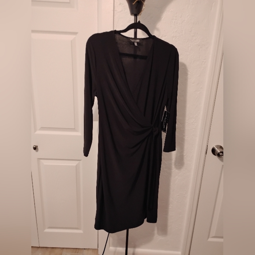 NWT black label by evan-picone Faux wrap Stretch dress Size 12